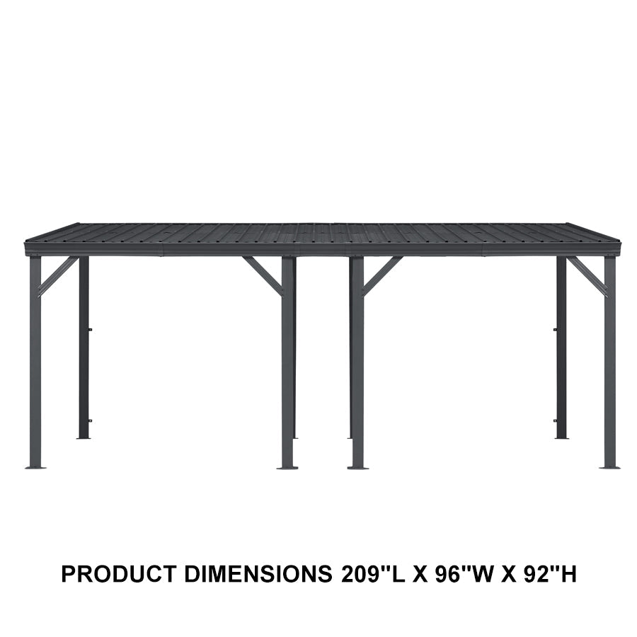 PURPLE LEAF Lean to Gazebo Metal Roof Patio Cover Built-in Drain Slots Wall Mounted Gazebo for Outdoor Extension