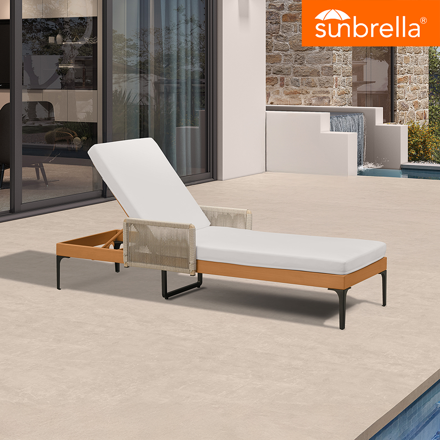 PURPLE LEAF Outdoor Chaise Lounge Sunbrella Patio Lounge Chair Recliner and Cushion for Poolside Balcony Backyard