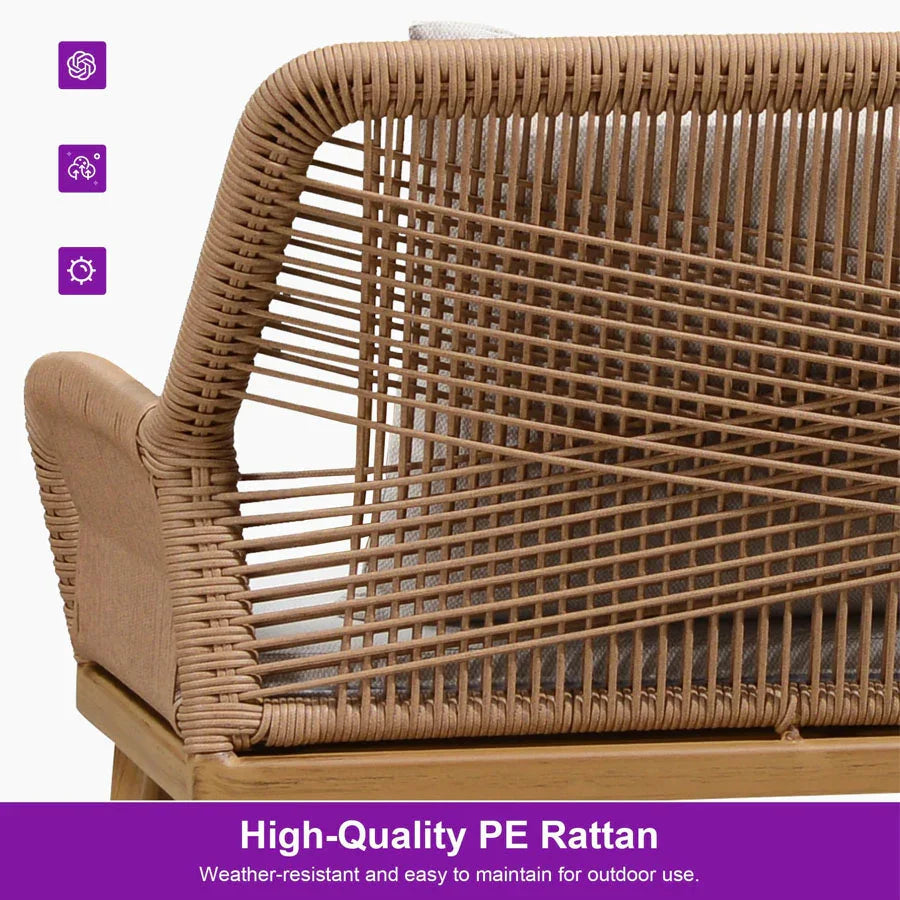 PURPLE LEAF Rivra 4-Piece Patio Conversation Set with Wicker Chairs and Thick Sofa Cushions for Garden