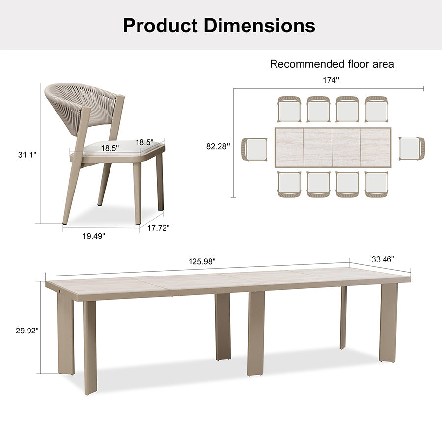 PURPLE LEAF 7 / 9 / 11 pcs Outdoor Dining Set Patio Dining Furniture for Lawn Backyard Deck Brown