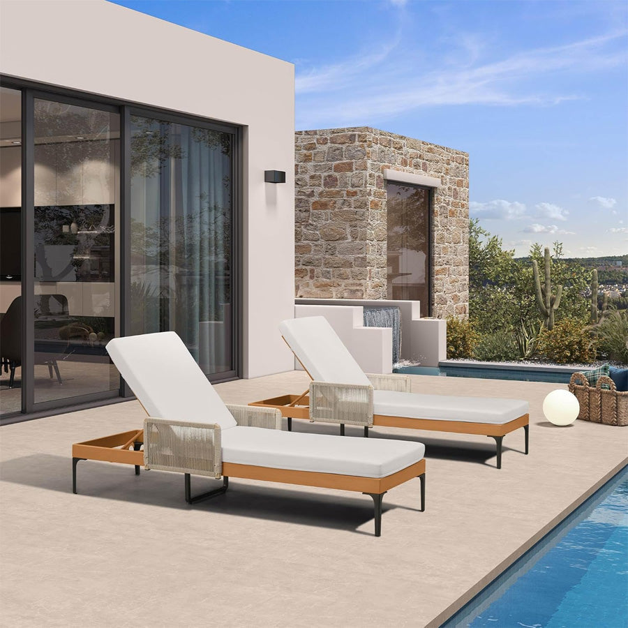 PURPLE LEAF Outdoor Chaise Lounge Sunbrella Patio Lounge Chair Recliner and Cushion for Poolside Balcony Backyard