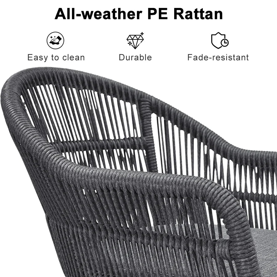 PURPLE LEAF 7/9/11 Pieces Patio Dining Set with Weather-Resistant Dining Table and Chairs Wicker Patio Table Set with Comfortable Cushion for Deck, Garden, Kitchen, Grey