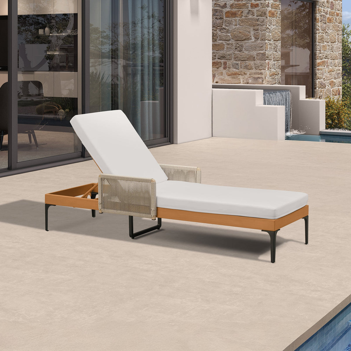 PURPLE LEAF Outdoor Chaise Lounge Sunbrella Patio Lounge Chair Recliner and Cushion for Poolside Balcony Backyard