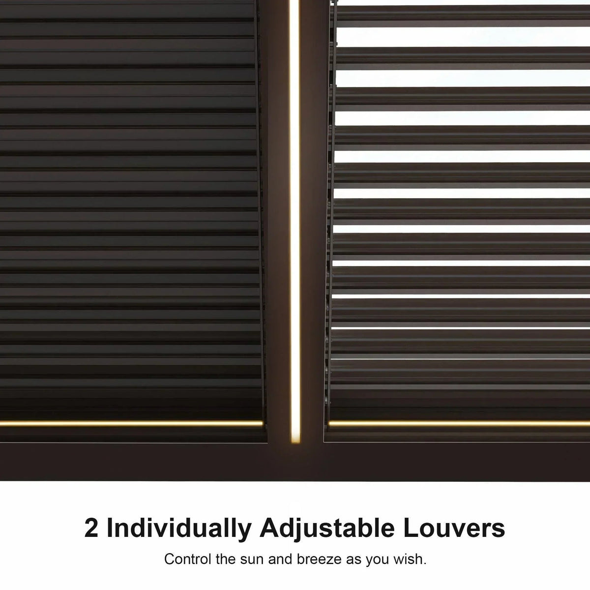 PURPLE LEAF Athena Louvered Pergola Bronze Outdoor Aluminum Pergola with Strip Lights Adjustable Gazebo for Patio Deck Garden