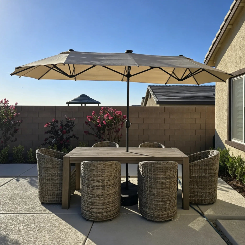 PURPLE LEAF Double Sided Patio Umbrella with Light Large Market Umbrellas with Base