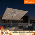 PURPLE LEAF SUNBRELLA Solar Cantilever Umbrella with Lights, Large Umbrellas For Outdoor Patio