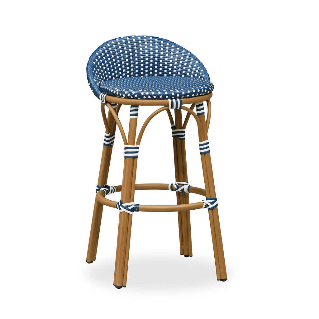 PURPLE LEAF Patio Oversized Backrest Bar Height Stool Set of 2 Outdoor Round Barstools Aluminum Frame Woven Rattan for Indoor Kitchen Dining Bistros Cafe Restaurant