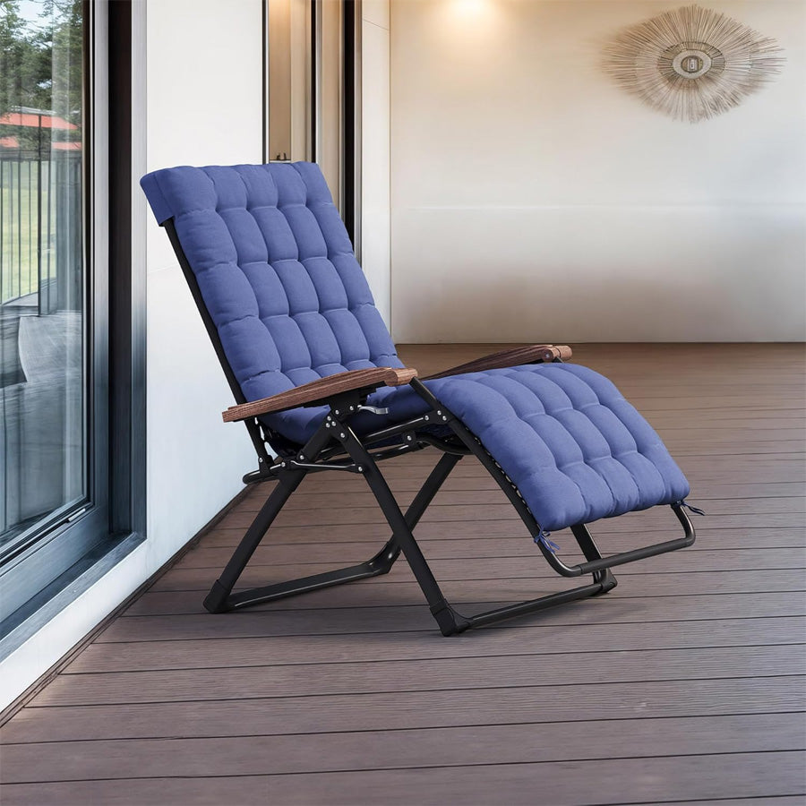 PURPLE LEAF Outdoor Reclining Chair Patio Zero Gravity Chaise Lounge Folding Chair with Removable Cushion Adjustable Headrest for Lawn Camping Beach Pool