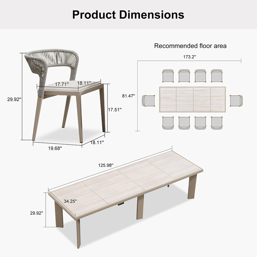 PURPLE LEAF 7 / 9 / 11 pcs Outdoor Dining Set Patio Dining Furniture for Lawn Backyard Deck Brown