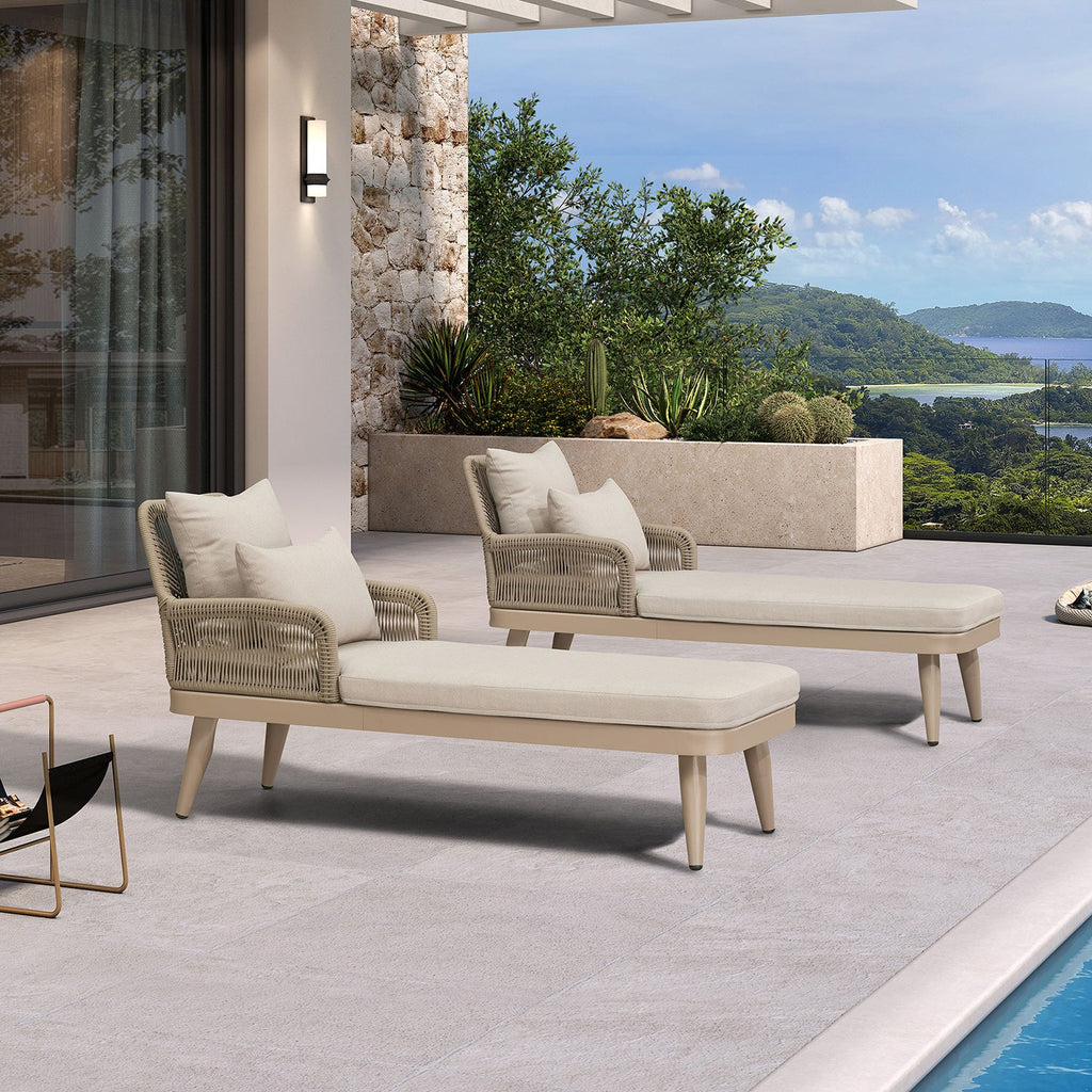 PURPLE LEAF Patio Chaise Lounge Chair, Aluminum Pool Lounge Chairs for Outdoor with 2 Cushions for Deck, Pool, Lawn, Garden, Courtyard, Porch