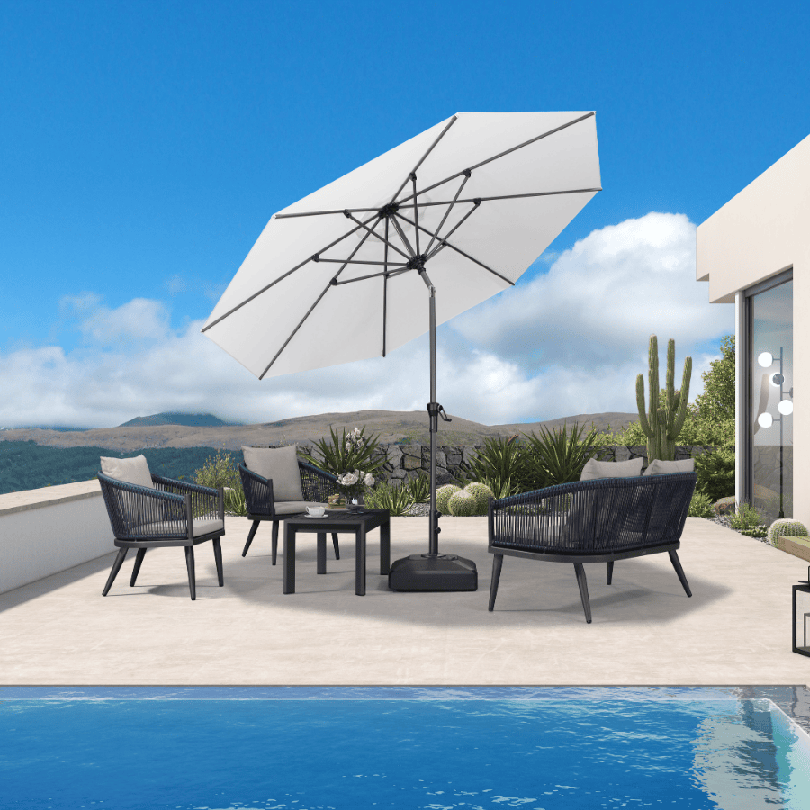 PURPLE LEAF Round Tiltable Patio Umbrella Poolside Porch Table Umbrella