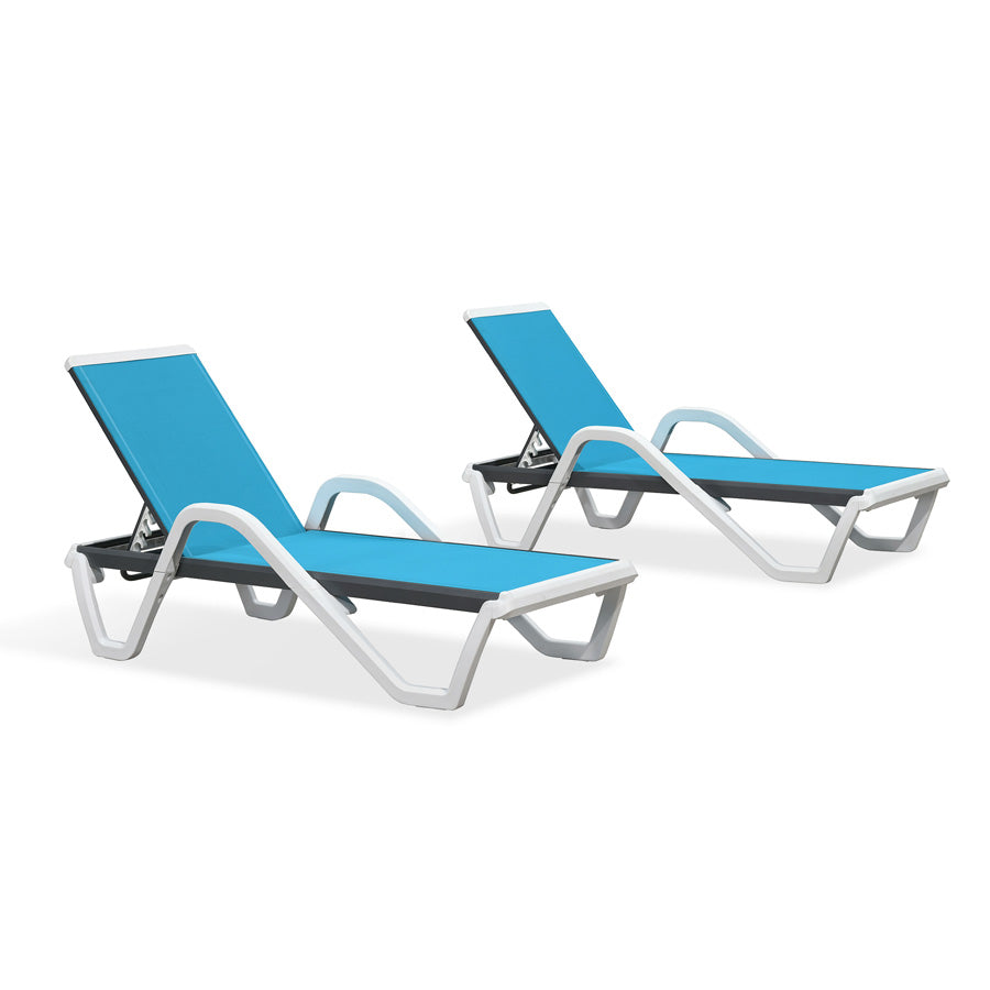 PURPLE LEAF Patio Chaise Lounge Plastic Pool Outdoor Lounge Chair with Aluminum Frame Stackable Patio Tanning Chairs for Poolside Sunbathing Beach Deck Yard