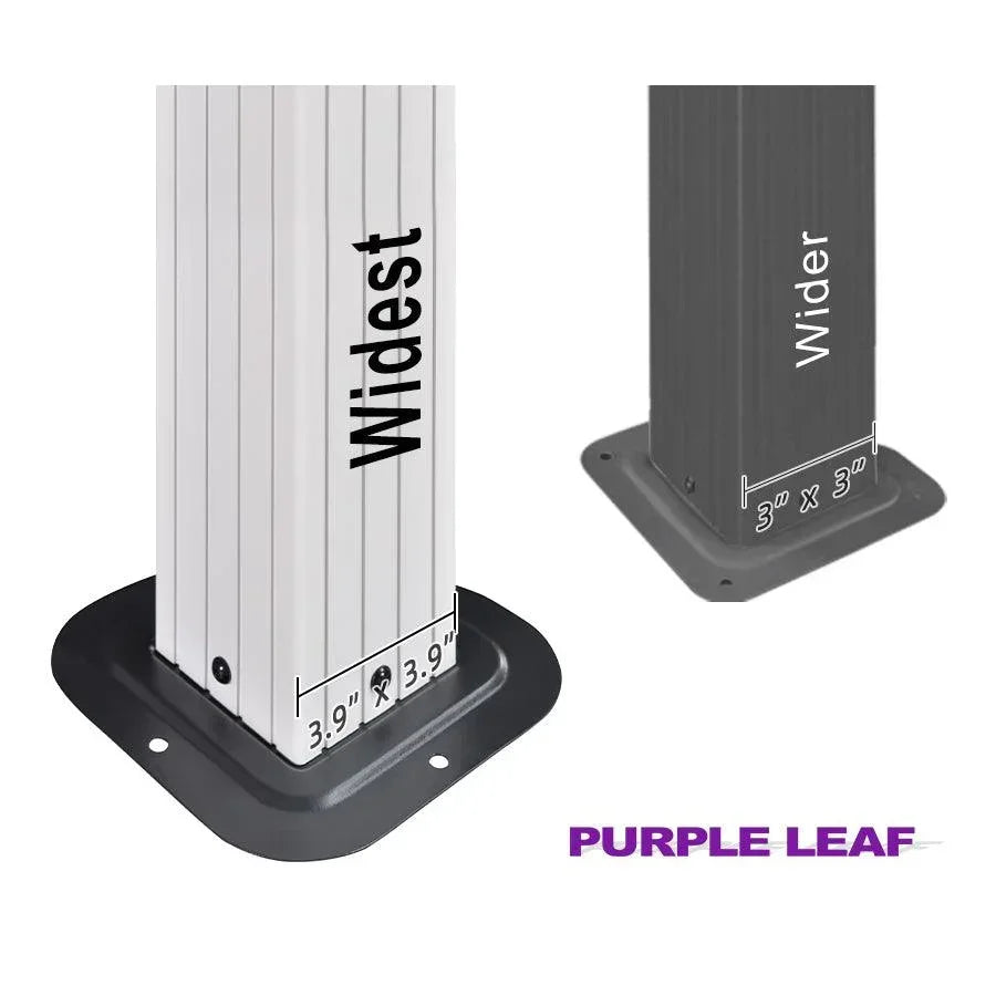 PURPLE LEAF Modern Gazebo Grey Hardtop Galvanized Steel Double Roof White Aluminum Poles with Curtains and Netting with Lights-milky