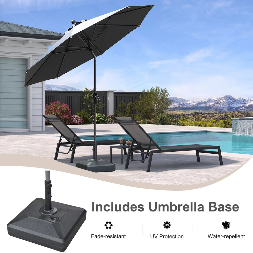 PURPLE LEAF Crank and Tilt Rectangular Outdoor Patio Market Umbrella with Base