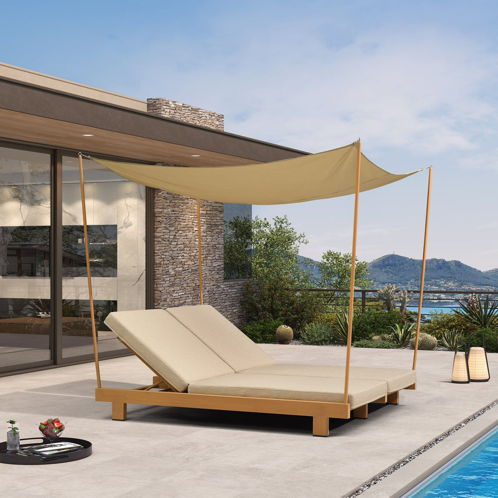 PURPLE LEAF Outdoor Luxury Daybed for Patio,  Poolside Chaise Lounge Bed with Cushion, Olefin Blend Fabric, Aluminum Frame Sunbed for Deck and Backyard