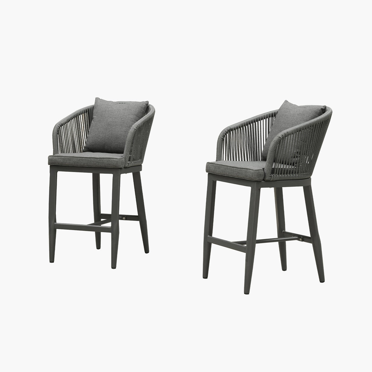 PURPLE LEAF Outdoor Bar Stools Patio Modern Aluminum Rattan High Back & Arms Bar Chairs with Removable Cushions and Pillows  for Outdoor or Indoor