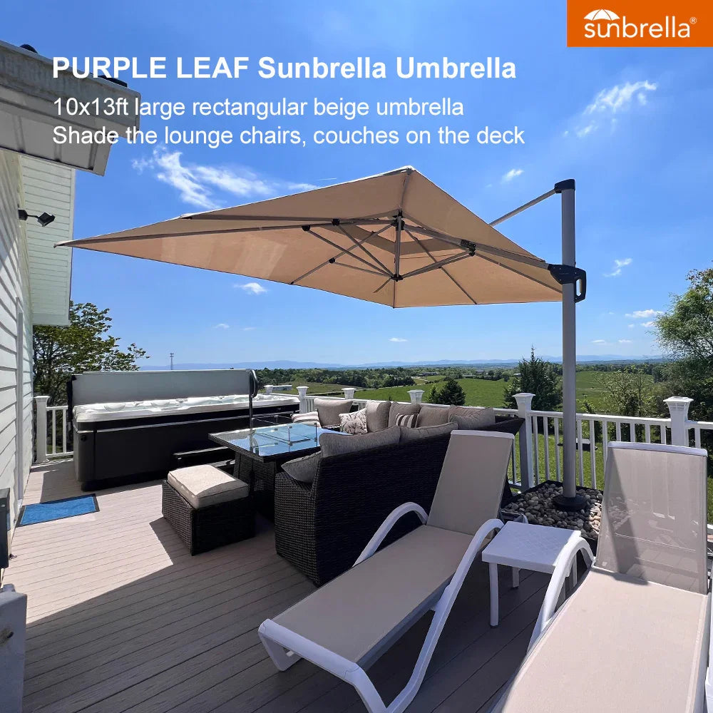 PURPLE LEAF – Parasol de terrasse Premium Classic SUNBRELLA déporté