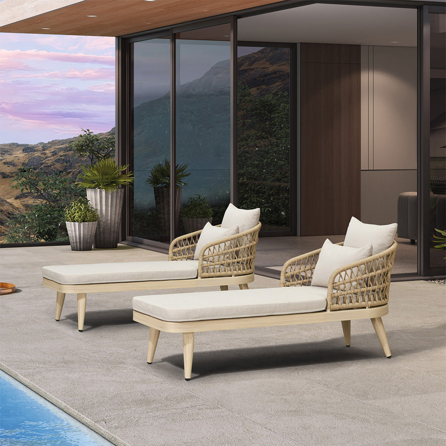 PURPLE LEAF Patio Chaise Lounge Chair  Aluminum Pool Lounge Chairs for Outdoor with 2 Cushions for Deck, Pool, Lawn, Garden, Courtyard, Porch