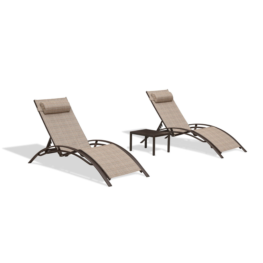 PURPLE LEAF Outdoor Chaise Lounge Chair  Patio Pool Lounger Bronze Aluminum Chairs with Side Table Adjustable Tanning Recliner for Outside Backyard Yard Deck Balcony Beach