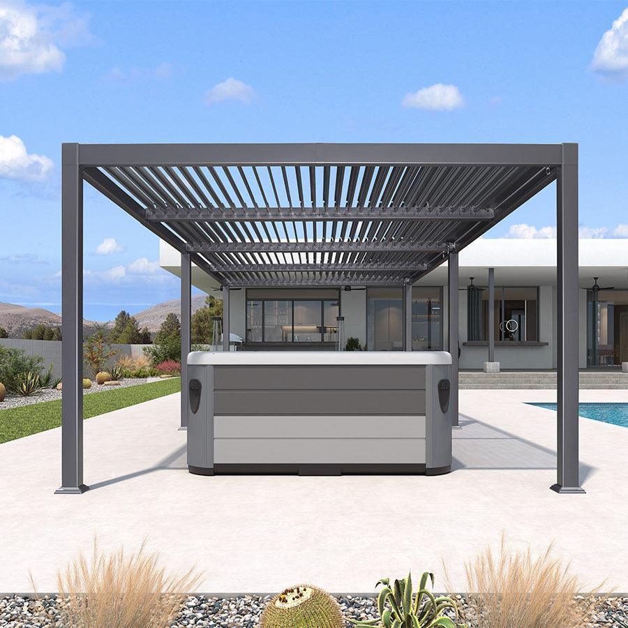 PURPLE LEAF Caesar Outdoor Louvered Pergola Patio Sun Shade Shelter with Adjustable Hardtop Patio Pergola Grey