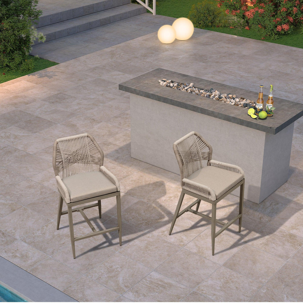 PURPLE LEAF Outdoor Bar Stool Set of 6, Wicker Chairs Bar Chairs with Cushion, All-Weather Patio Furniture kitchen stools