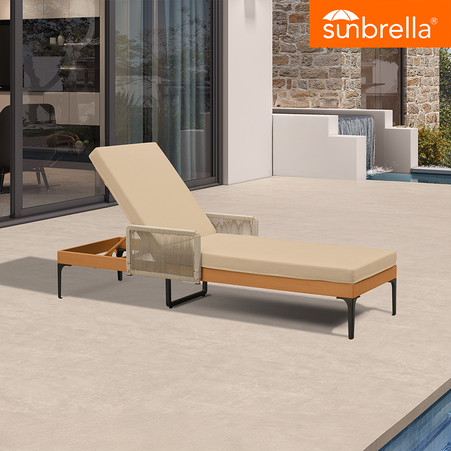 PURPLE LEAF Outdoor Chaise Lounge Sunbrella Patio Lounge Chair Recliner and Cushion for Poolside Balcony Backyard