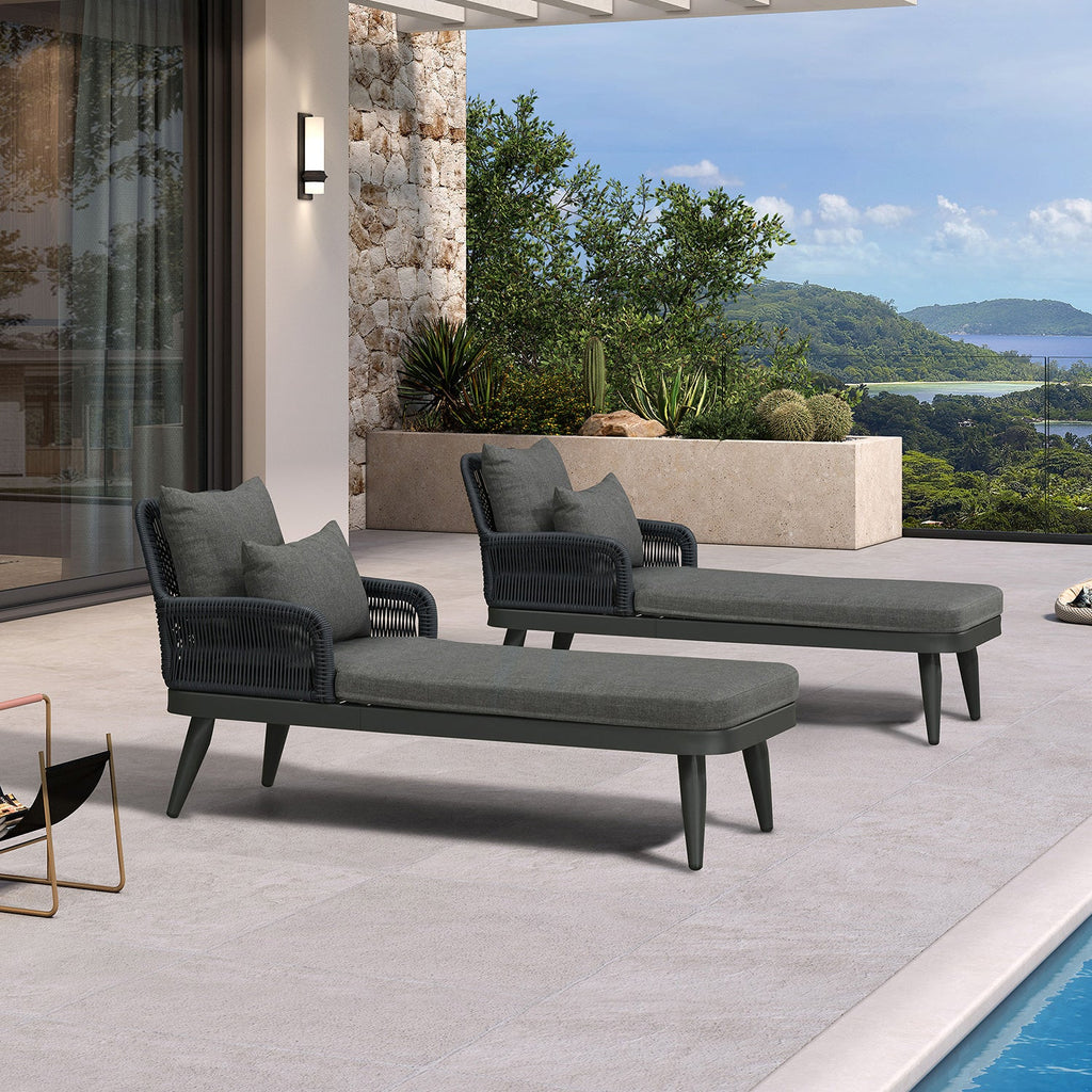 PURPLE LEAF Patio Chaise Lounge Chair, Aluminum Pool Lounge Chairs for Outdoor with 2 Cushions for Deck, Pool, Lawn, Garden, Courtyard, Porch