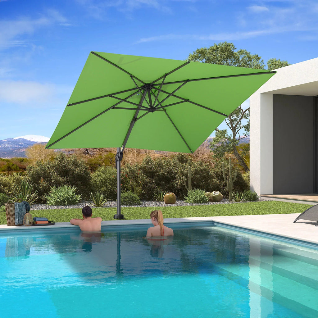 PURPLE LEAF Pool Umbrella Outdoor Cantilever Umbrella with In-ground Base
