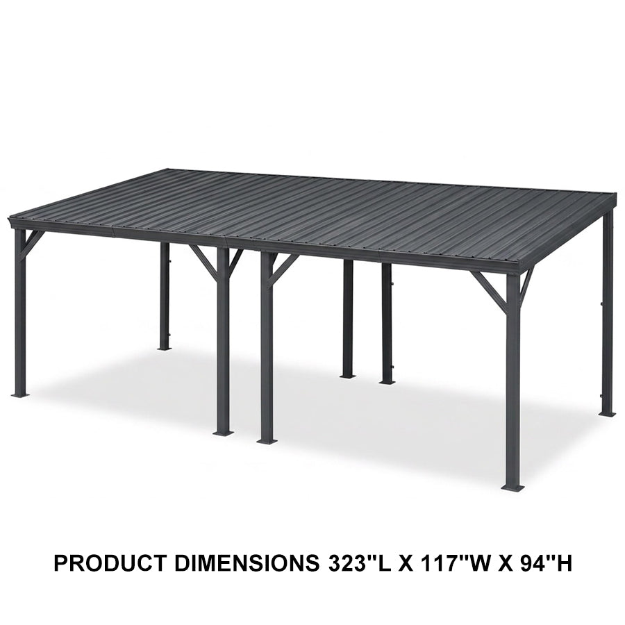 PURPLE LEAF Lean to Gazebo Metal Roof Patio Cover Built-in Drain Slots Wall Mounted Gazebo for Outdoor Extension