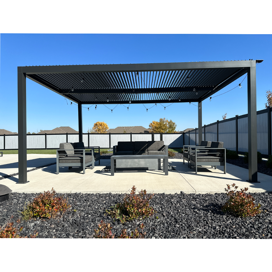 PURPLE LEAF Caesar Outdoor Louvered Pergola Patio Sun Shade Shelter with Adjustable Hardtop Patio Pergola Grey