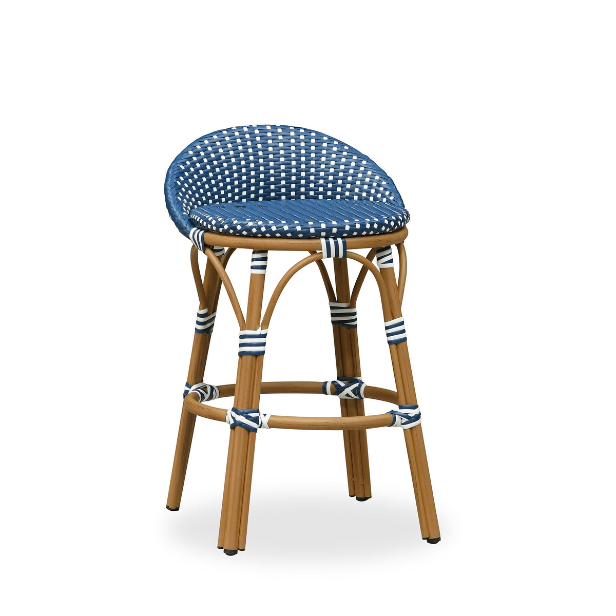 PURPLE LEAF Patio Oversized Backrest Bar Height Stool Set of 2 Outdoor Round Barstools Aluminum Frame Woven Rattan for Indoor Kitchen Dining Bistros Cafe Restaurant