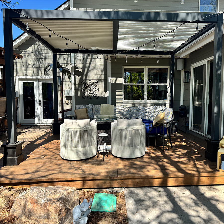 PURPLE LEAF Athena Louvered Pergola Modern Grey Pergola with White Roof for Deck Backyard Garden