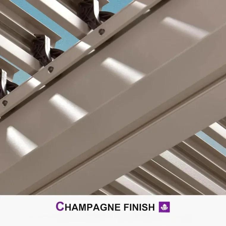 PURPLE LEAF Athena Louvered Pergola Champagne Outdoor Aluminum Pergola with Strip Lights Adjustable Gazebo for Patio Deck Garden