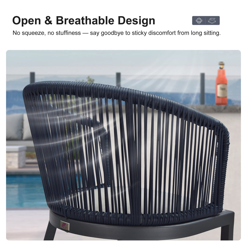 Clearance - PURPLE LEAF Outdoor Bar Stool Set of 2 Modern Rattan Bar Chairs with Woven Rope Back Wicker Patio Barstools for Indoor Kitchen Garden