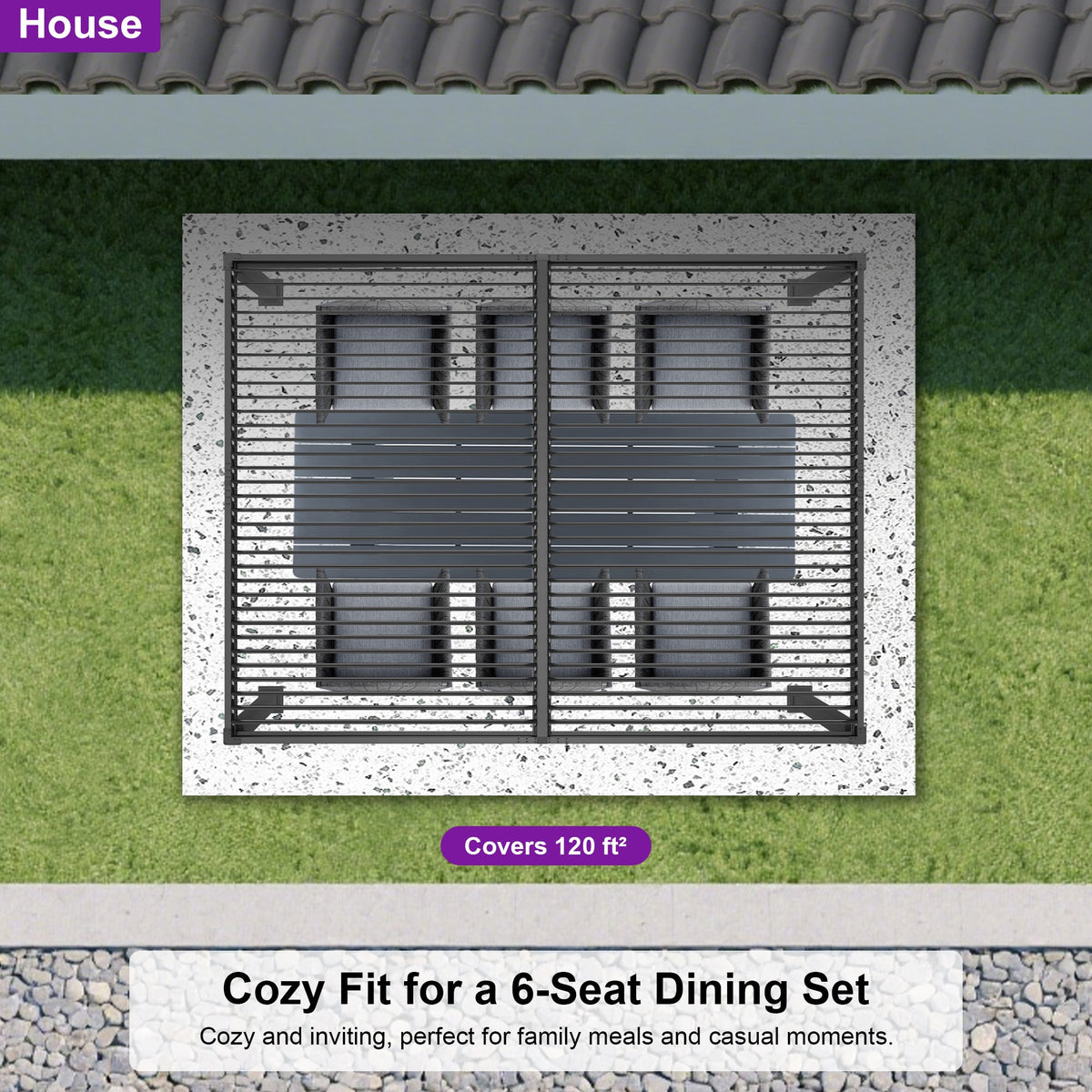 PURPLE LEAF Caesar Solar Louvered Pergola with LED Strip Lights and Control Panel Aluminum Outdoor Pergola with Adjustable Roof for Patio Deck Garden Yard Gray
