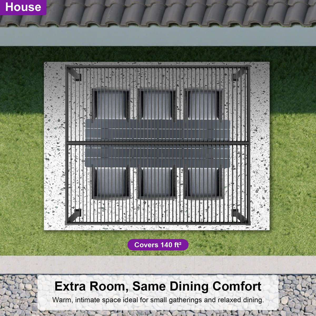 PURPLE LEAF Caesar Louvered Pergola with Yellow String Lights Patio Aluminum Pergola with Independent Adjustable Rainproof Roof Hardtop Pergola for Outdoor Deck Garden Yard