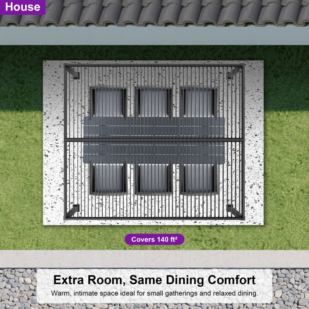 PURPLE LEAF Caesar Louvered Pergola with Milky String Lights Patio Aluminum Pergola with Independent Adjustable Rainproof Roof Hardtop Pergola for Outdoor Deck Garden Yard
