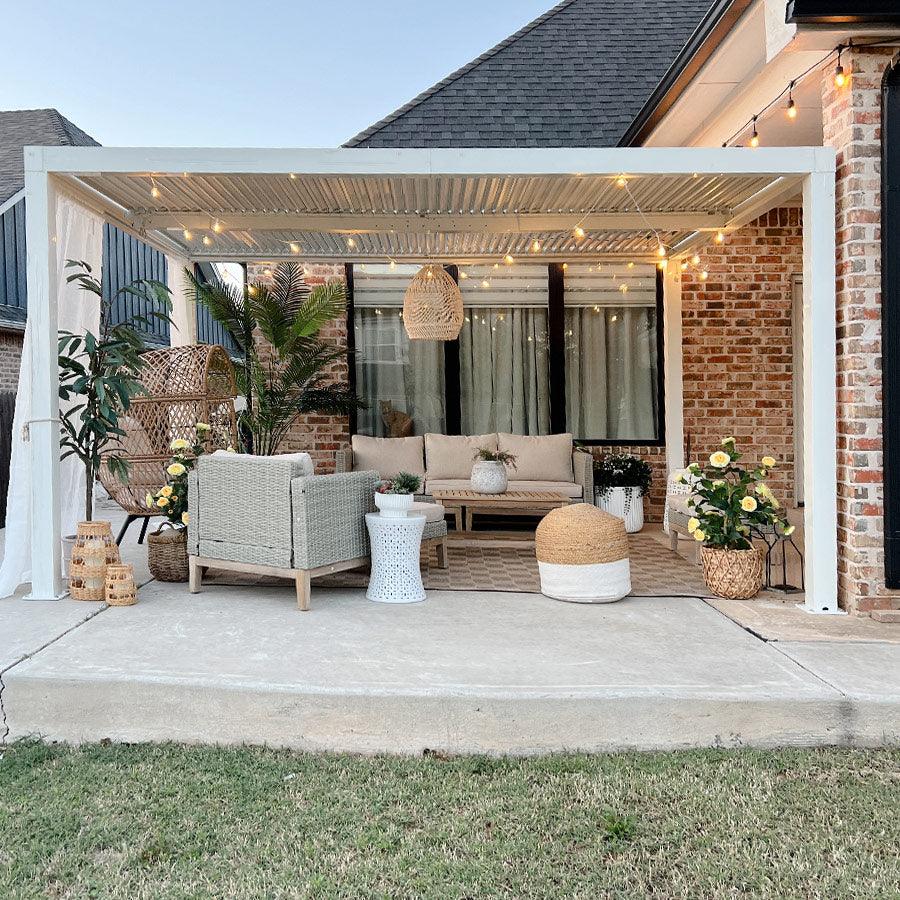 PURPLE LEAF Athena Louvered Pergola Outdoor Aluminum Pergola with Adjustable Roof for Deck Backyard Garden Hardtop Gazebo