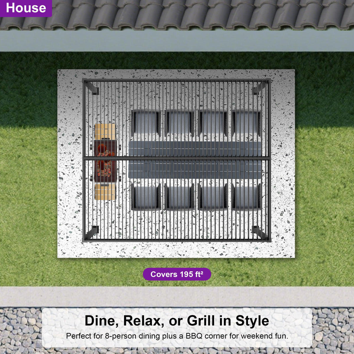 PURPLE LEAF Caesar Louvered Pergola with Yellow String Lights Patio Aluminum Pergola with Independent Adjustable Rainproof Roof Hardtop Pergola for Outdoor Deck Garden Yard