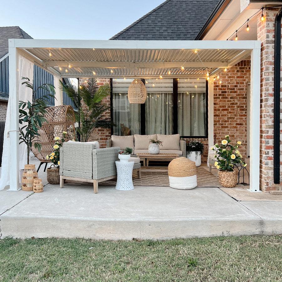 PURPLE LEAF Athena Louvered Pergola Outdoor Aluminum Pergola with Adjustable Roof for Deck Backyard Garden Hardtop Gazebo