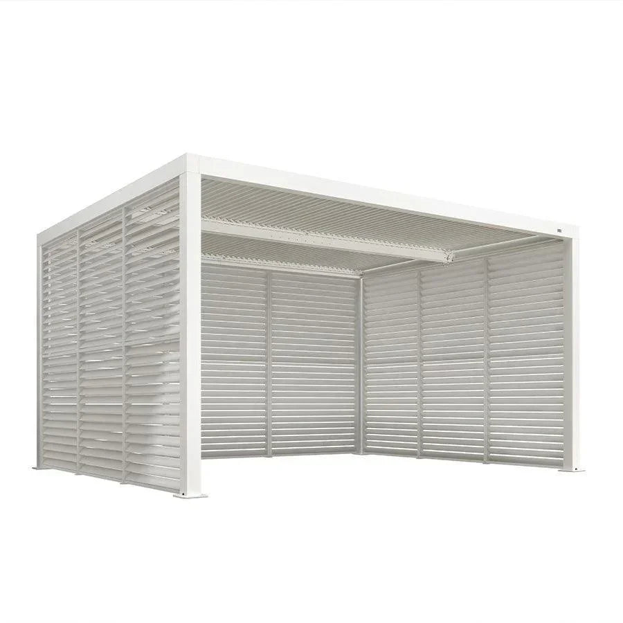 PURPLE LEAF Athena Louvered Pergola white Outdoor Aluminum Pergola with Shutter Wall Adjustable Gazebo Rainproof for Patio Deck Garden