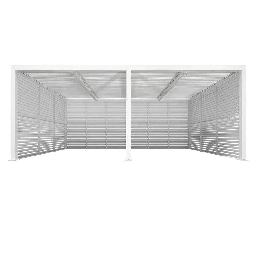 PURPLE LEAF Athena Louvered Pergola white Outdoor Aluminum Pergola with Shutter Wall Adjustable Gazebo Rainproof for Patio Deck Garden