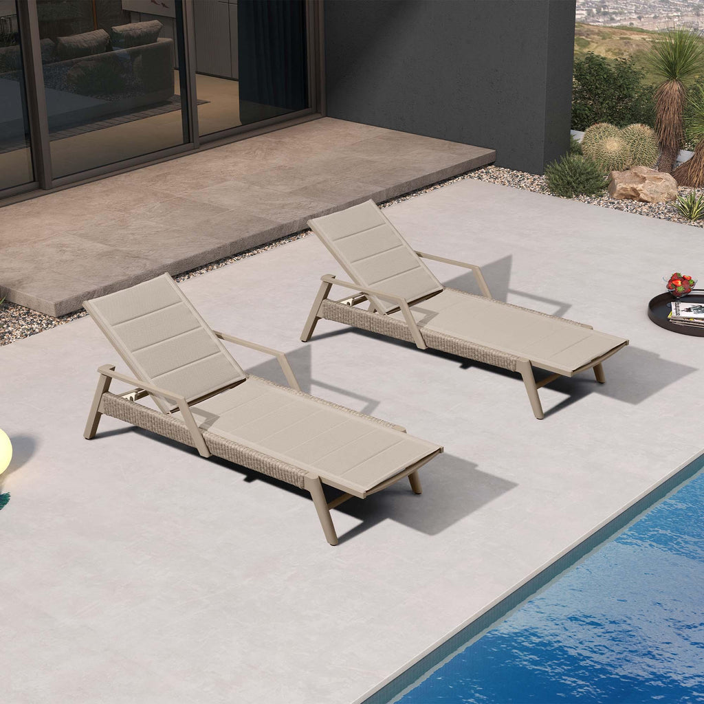 PURPLE LEAF Sanori Outdoor Chair Chaise Lounge Sun Lounges Aluminum Poolside Adjustable Reclining Patio Set of 2