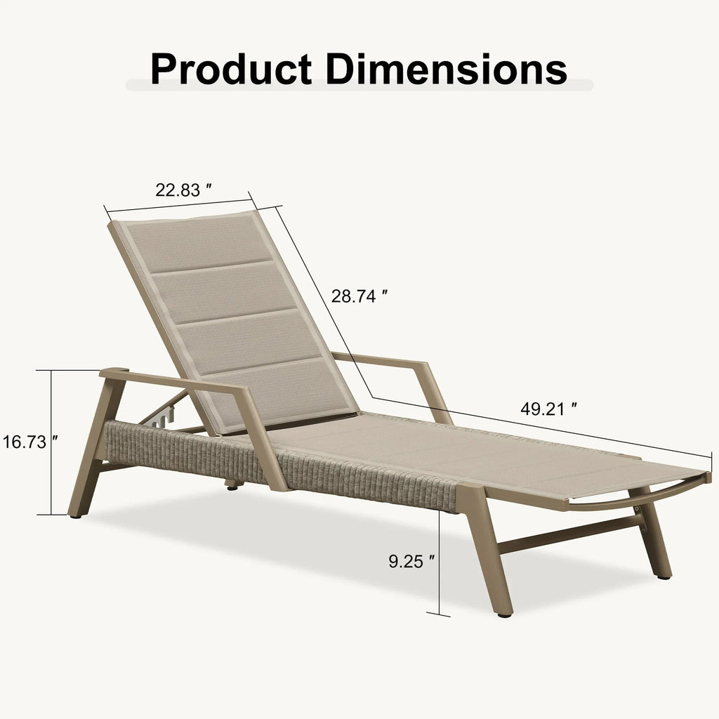 PURPLE LEAF Sanori Outdoor Chair Chaise Lounge Sun Lounges Aluminum Poolside Adjustable Reclining Patio Set of 2