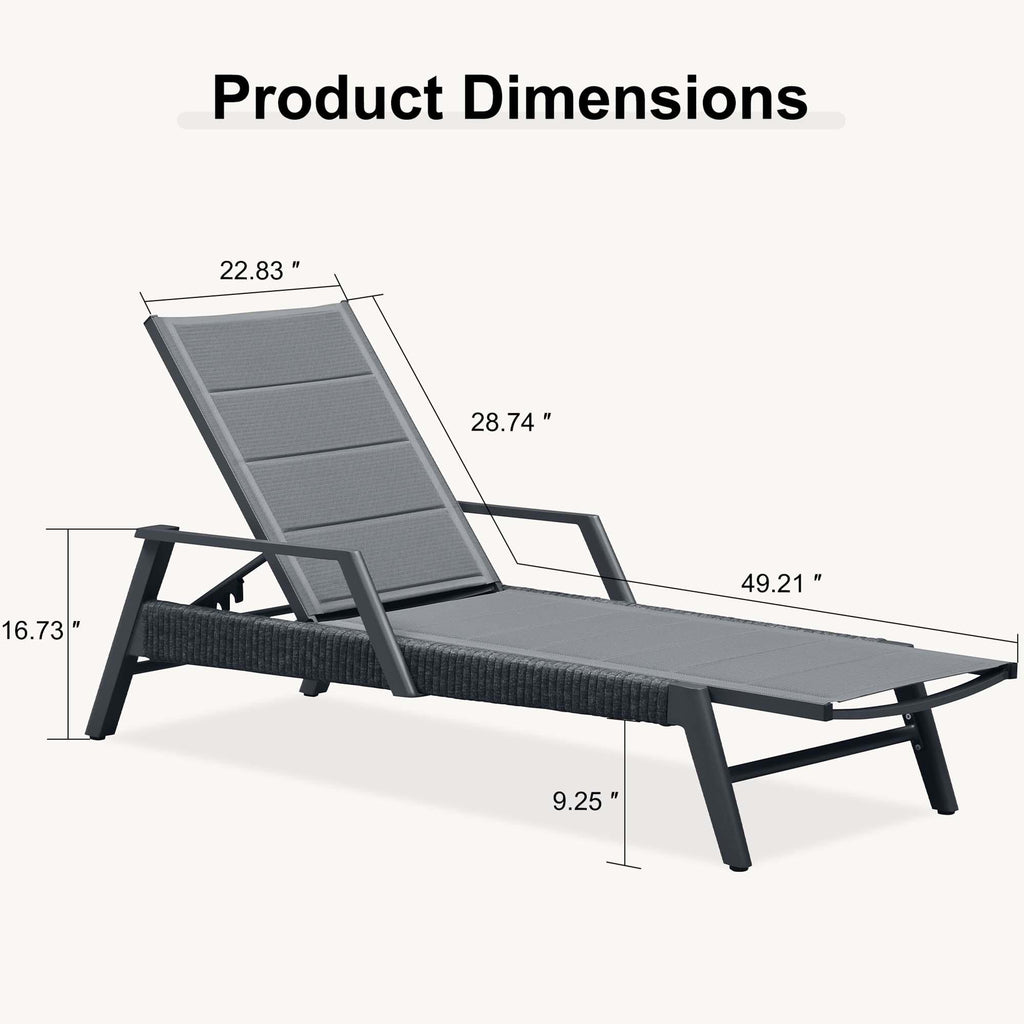 PURPLE LEAF Sanori Outdoor Chair Chaise Lounge Sun Lounges Aluminum Poolside Adjustable Reclining Patio Set of 2