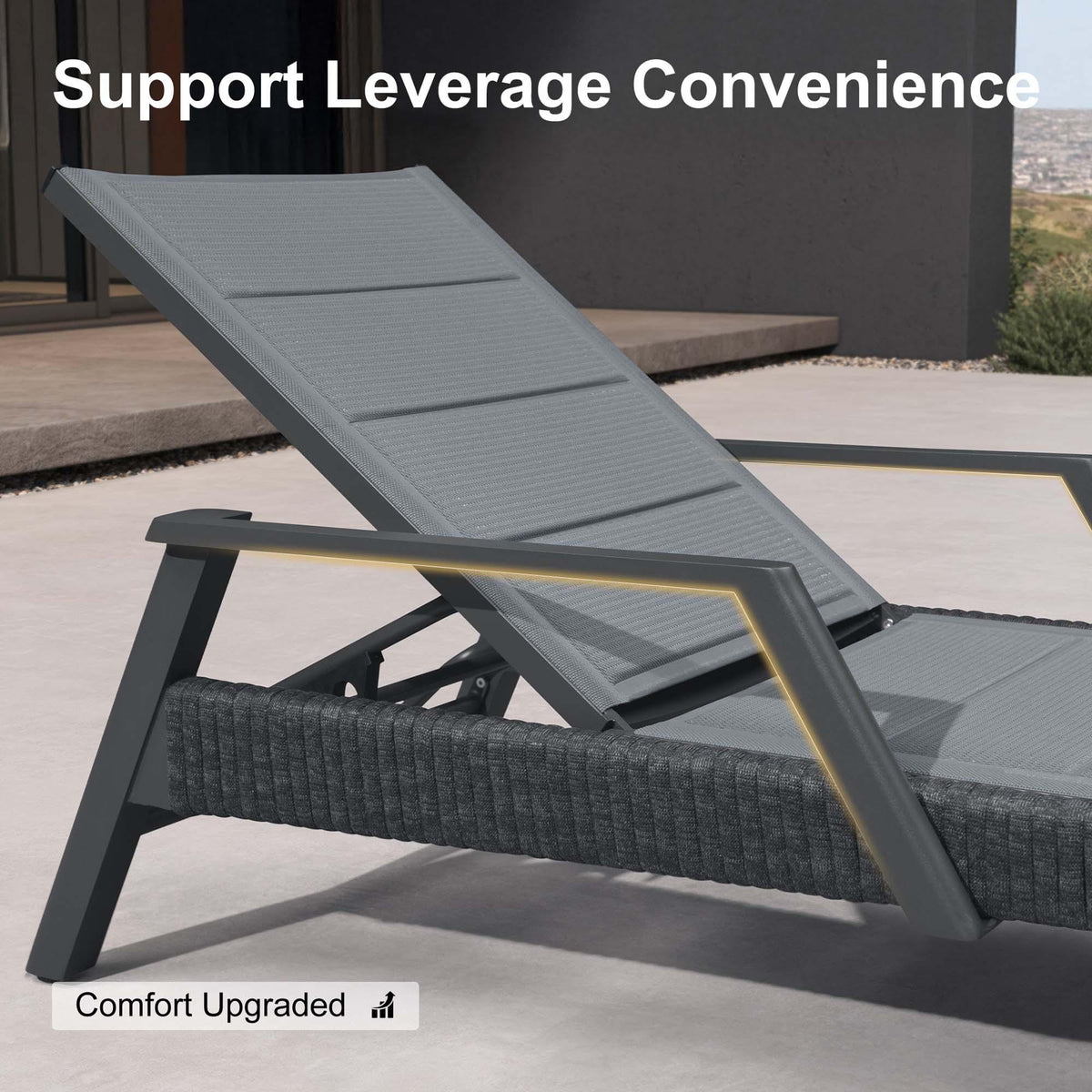 PURPLE LEAF Sanori Outdoor Chair Chaise Lounge Sun Lounges Aluminum Poolside Adjustable Reclining Patio Set of 2