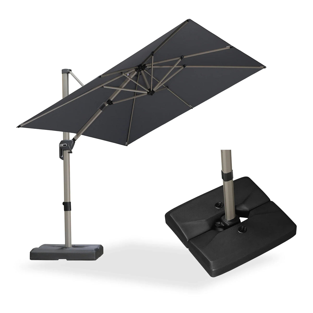 PURPLE LEAF Hailar Deluxe Aluminum Patio Umbrella with Base, Square and Rectangular Umbrella