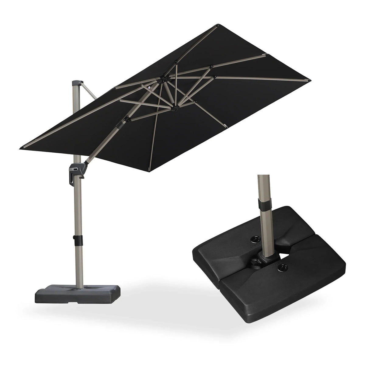 PURPLE LEAF Hailar Deluxe Aluminum Patio Umbrella with Base, Square and Rectangular Umbrella