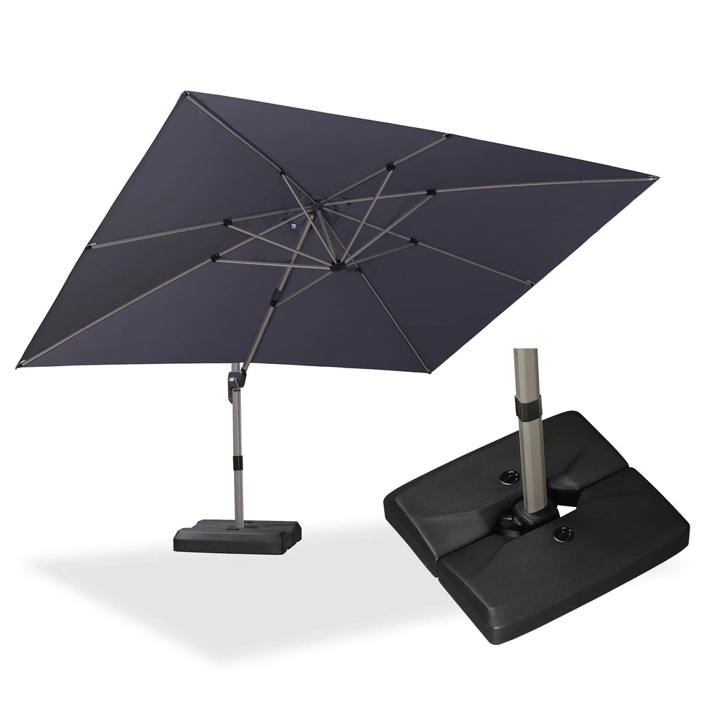 PURPLE LEAF Hailar Deluxe Aluminum Patio Umbrella with Base, Square and Rectangular Umbrella