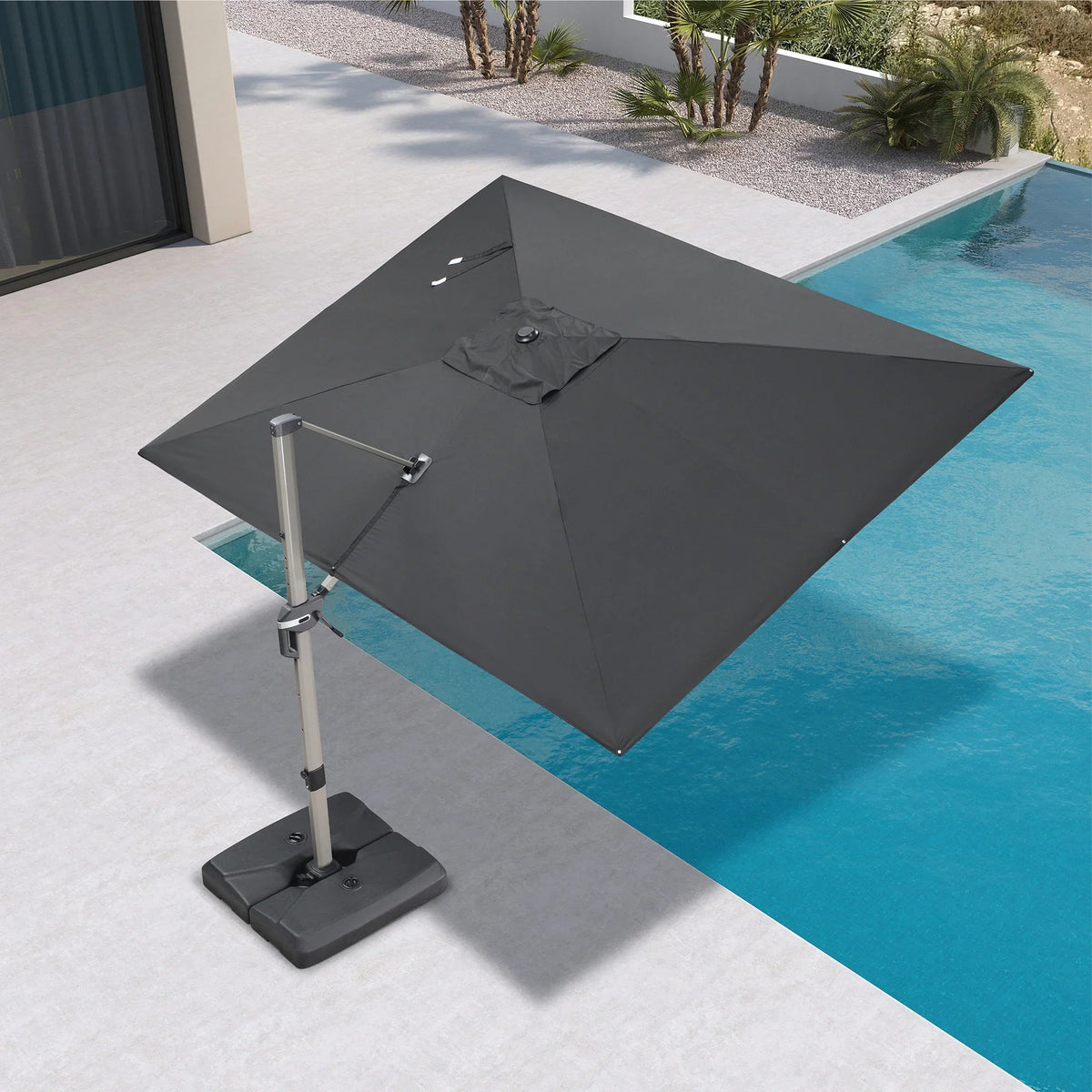 PURPLE LEAF Hailar Deluxe Aluminum Patio Umbrella with Base, Square and Rectangular Umbrella